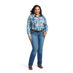 Camisa Kirby Stretch Hibiscus Cactus Print -Ariat Mexico Sales 10039337 01 plus