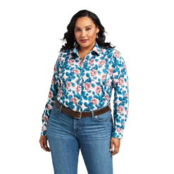 Camisa Kirby Stretch Hibiscus Cactus Print -Ariat Mexico Sales 10039337 front plus 1