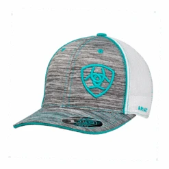 Gorra Ariat Gris Con Escudo Turquesa