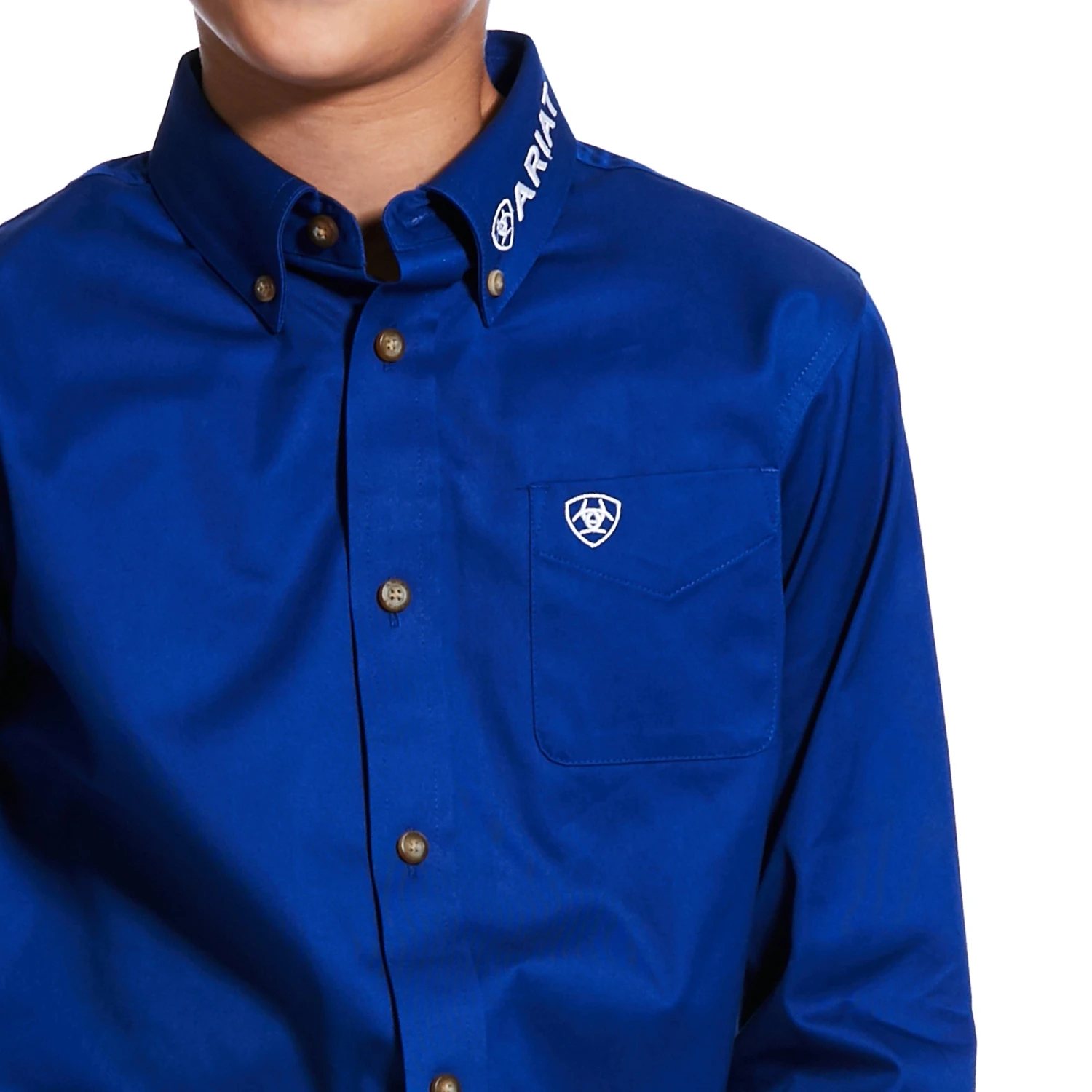 Camisa Ariat Infantil Team Logo Twill Azul 2 Camisa Ariat Infantil Team Logo Twill Azul - Image 2