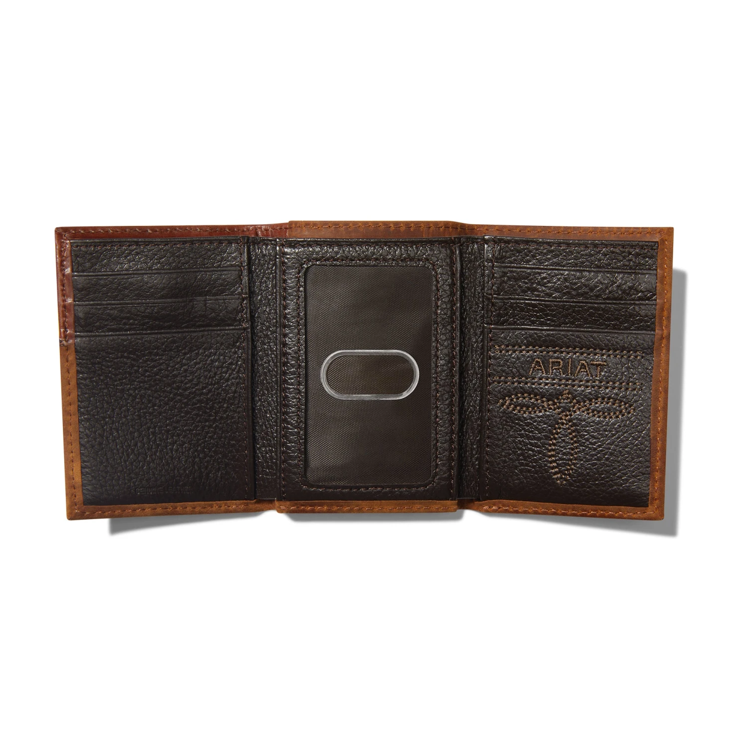 Cartera Ariat Trifold Diseño Diamante Marrón Medio 2 Cartera Ariat Trifold Diseño Diamante Marrón Medio - Image 2