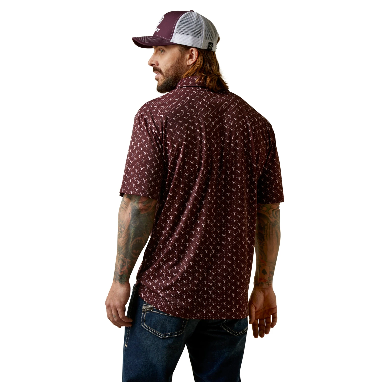 Polo Ariat All Over Print Malbec 2 Polo Ariat All Over Print Malbec - Image 2
