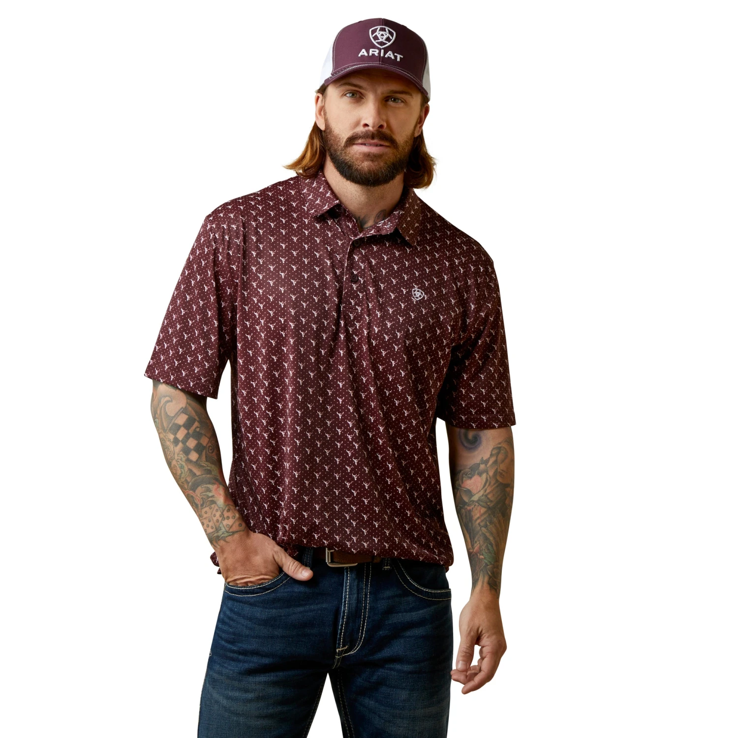Polo Ariat All Over Print Malbec 1 Polo Ariat All Over Print Malbec