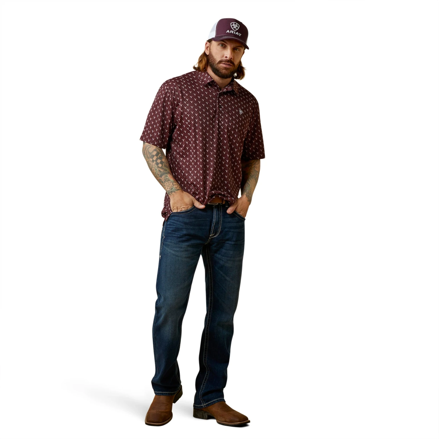 Polo Ariat All Over Print Malbec 4 Polo Ariat All Over Print Malbec - Image 4