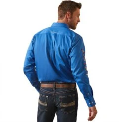 Camisa Team Logo Twill Campanula Corte Fitted -Ariat Mexico Sales S23 MNS WEST 10043568 back