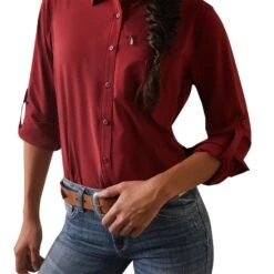 Camisa Ariat VentTEK Stretch Pomegranate -Ariat Mexico Sales S23 WMS WEST 10043495 detail03