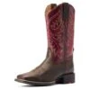 Bota Vaquera Round Up Worn Mocha Cremallera Trasera