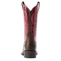 Bota Vaquera Round Up Worn Mocha Cremallera Trasera -Ariat Mexico Sales S23 WMS WEST 10044433 heel