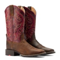 Bota Vaquera Round Up Worn Mocha Cremallera Trasera -Ariat Mexico Sales S23 WMS WEST 10044433 pair